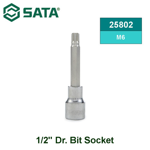[25802] Socket Bits 12pt. M6 25802 Sata Tools 1/2" Dr. Bit Socket, 100MM Length 12pt. M6