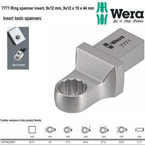 [05078632001] Insert Tools 9 x 12 mm x 19 x 44 mm Wera 05078632001 Insert Tools Ring Spanners