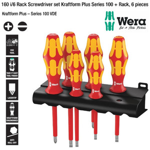 [05006145001] Obeng VDE Set Wera 05006145001 Screwdriver Set and Rack, 6 Pc