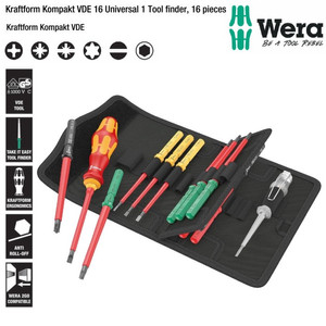[05006607001] Obeng VDE Bit Set With Handle Wera 05006607001 VDE 16 Universal 1 Tool Finder 16 Pc