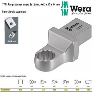 [05078630001] Insert Tools 9 x 12 mm Dia 17MM x 44 mm Wera 05078630001 Insert Tools Ring Spanners