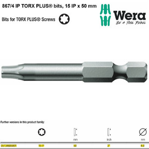 [05134685001] Mata Obeng Bintang 15 IP x 50 mm Wera 05134685001 TORX PLUS Bit Screws