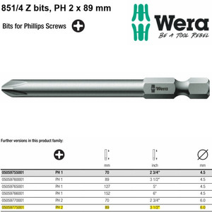 [05059775001] Mata Obeng Plus PH 2 x 89 mm Wera 05059775001 Philips Bits