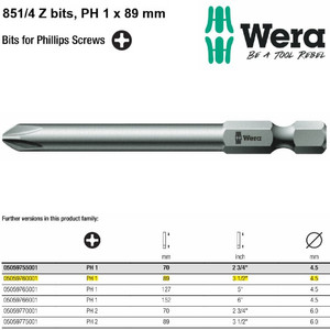 [05059760001] Mata Obeng Plus PH 1 x 89 mm Wera 05059760001 Philips Bits