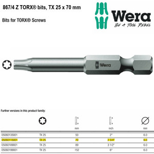 [05060115001] Mata Obeng Bintang TX 25 x 70 mm Wera 05060115001 Bits TORX Screws