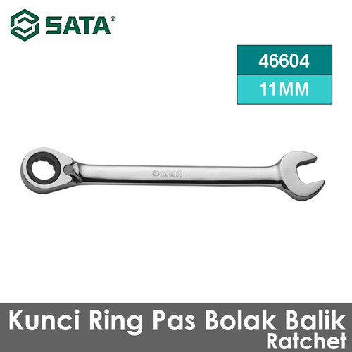 [46604] Kunci Ring Pas Bolak Balik 11 mm 46604 Reversible Ratchet Wrench Sata Tools