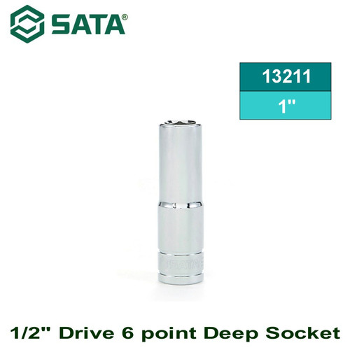 [13211] Kunci Sok Panjang 1/2" drive ukuran 1" 13211 Sata Tools 1/2" Dr. 6PT Deep Socket Inch