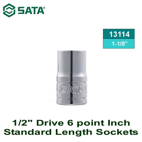 [13114] Kunci Sok 1/2" drive 1-1/8" 13114 - 1/2" Dr. 6PT Socket Inch Sata Tools