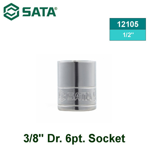 [12105] Kunci Sok 3/8" Dr. 6pt ukuran 1/2" Inci Sata Tools 12105 3/8" Drive 6 point Socket 1/2"