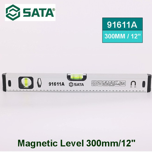 [91611A] Waterpass Magnetic Level 91611A - Magnetic Level 300mm/12" Sata Tools