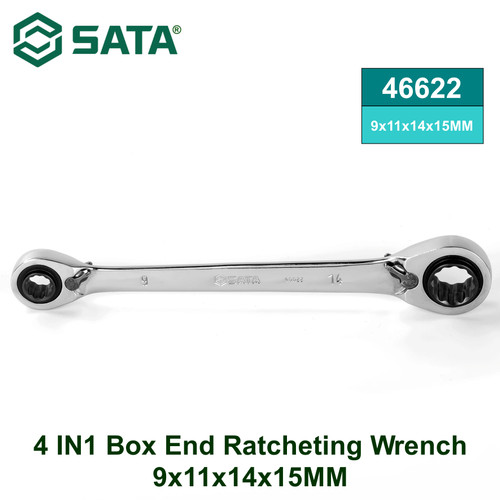 [46622] Kunci Double Ring 46622 4 in 1 Ratchet Wrench 9x11x14x15MM Sata Tools
