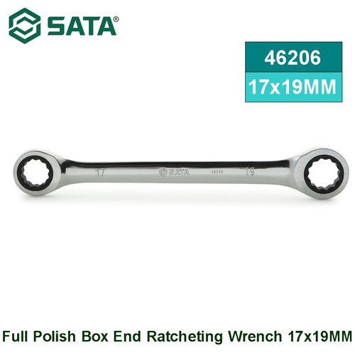 [46206] Kunci Double Ring 17x19MM 46206 Full Polish Box End Ratcheting Wrench Sata Tools