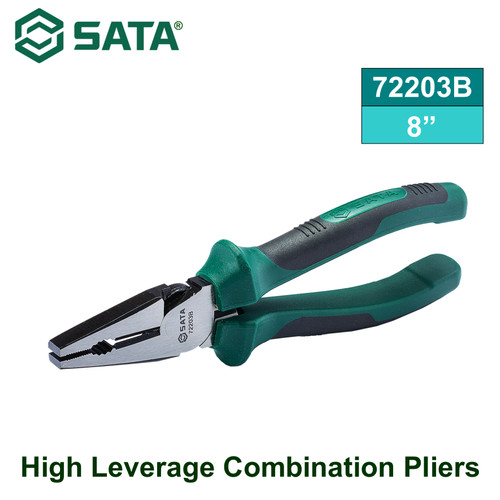 [72203B] Tang Kombinasi 200 mm 72203B High Leverage Combination Pliers 8" Sata Tools