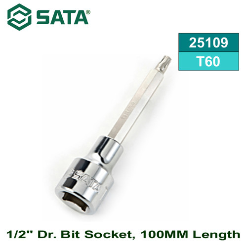 [25109] Socket Bits Bintang T60 25109 Sata Tools 1/2" Dr. Bit Socket, 100MM Length Torx T60