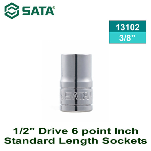 [13102] Kunci Sok 1/2" drive 3/8" 13102 - 1/2" Dr. 6PT Socket Inch Sata Tools