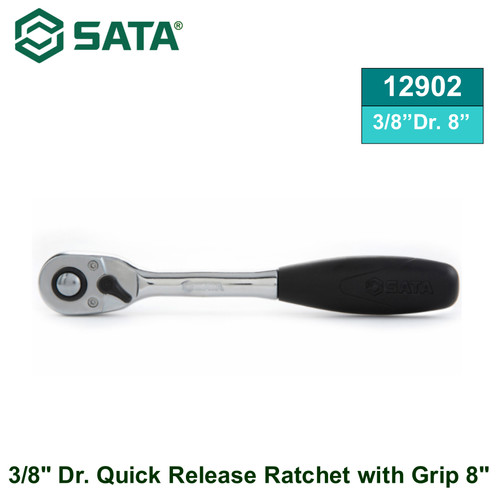 [12902] Gagangan Sok Ratchet 3/8"  drive 8 Inch 12902 3/8" Dr. Quick Release Ratchet with Grip 8" Sata Tools