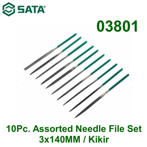 [3801] Kikir 3 X 140 mm 03801 10Pcs Assorted Needle File Set Sata Tools