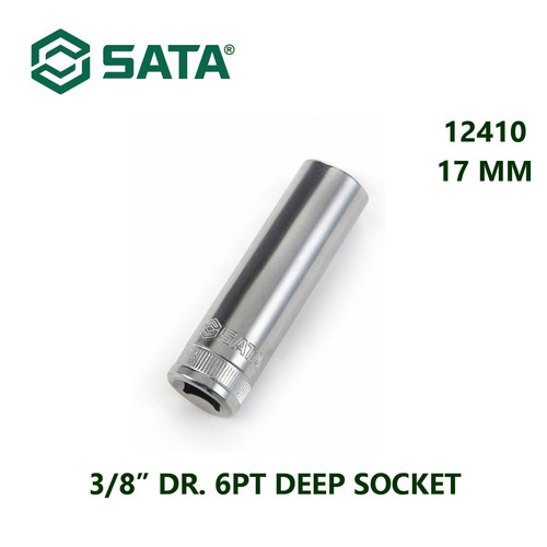 [12410] Kunci Sok Panjang 17 mm 12410 Sata Tools 3/8" Dr. 6PT Deep Socket