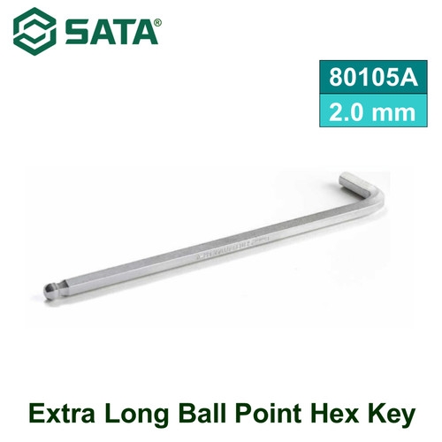[80105A] Kunci L 2.0 mm 80105A Sata Tools Extra Long Ball Point Hex Key Metric