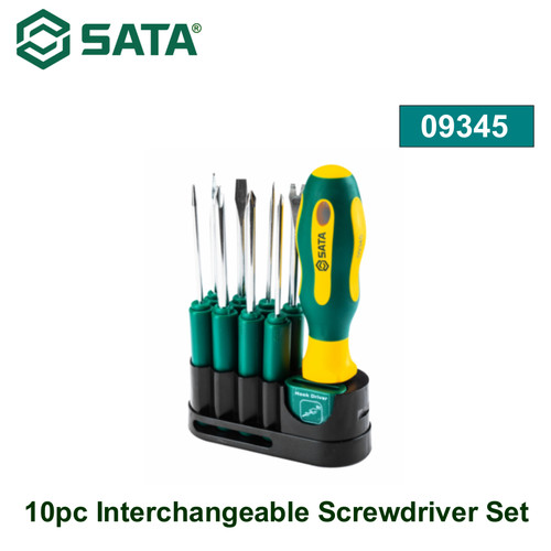 [9345] Obeng Plus Minus Set 10 buah yang dapat dipertukarkan 09345 Sata Tools 10pc Interchangeable Screwdriver Set