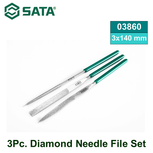 [3860] Kikir set 3 buah 03860 Sata Tools 3 pcs Diamond Needle File Set 3x140MM
