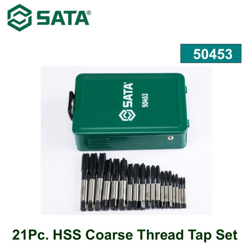 [50453] Mata Bor Set 21 pcs Tap Senai Ulir Kasar HSS 50453 Sata Tools 21Pc. HSS Coarse Thread Tap Set