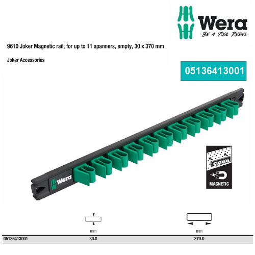 [05136413001] Rel magnetik untuk 11 kunci pas, kosong 05136413001 Wera 9610 Joker Magnetic rail, for up to 11 spanners, empty
