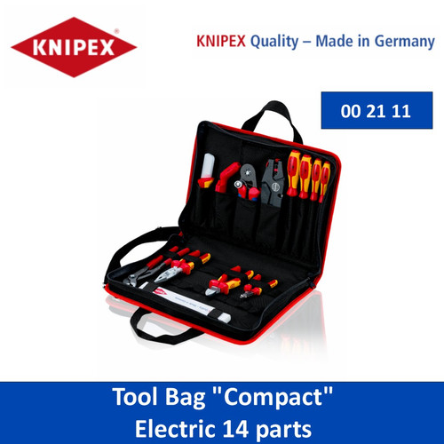 [0021110] Tool Kit Set Listrik 14 pcs Knipex 00 21 11 Tool Bag "Compact" Electric 14 parts