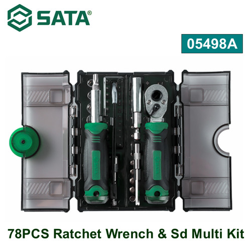[05498A] Kunci Pas Ratchet, Mata Obeng & Kit Multi Sd 05498A 78PCS Ratchet Wrench & Sd Multi Kit Sata Tools