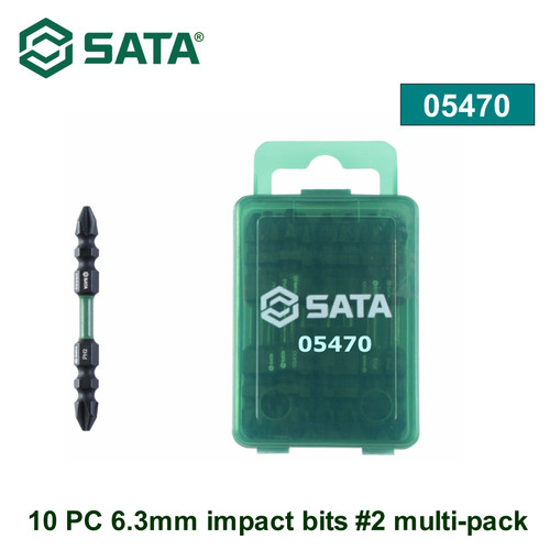 [5470] Mata Obeng Dual Kepala 10 PC Bit Dampak 05470 10 Pcs 6.3mm*65mm bi-head Impact Bits#2 Sata Tools
