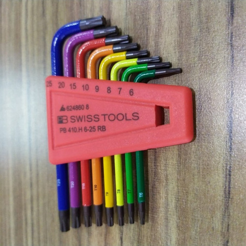 PB Swiss tools PB 410 H6-25 RB Ho Torx L Key / Kunci L Bintang (8 PCS/Set)
