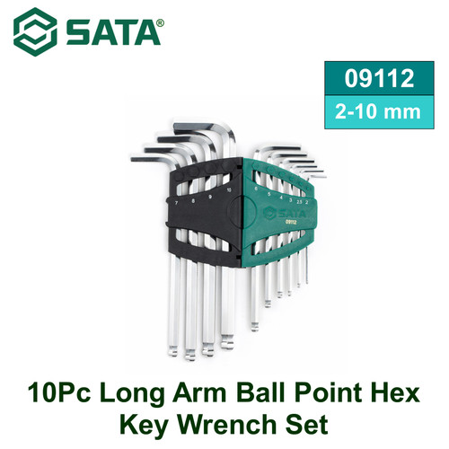 [9112] Kunci L 10 pcs 2-10 mm 09112 SATA Long Arm Ball Point Hex Key Wrench Set