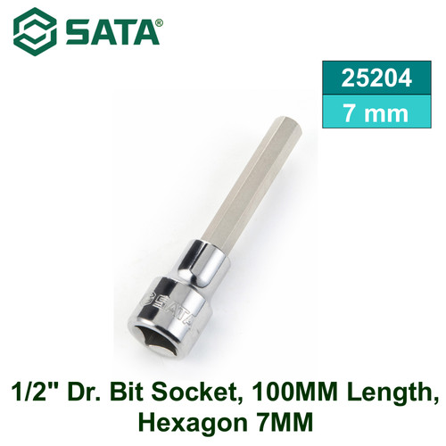 [25204] Mata Sok Bit Hex 1/2" Dr. 7 mm Panjang 100 mm 25204 Bit Socket Sata