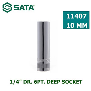 [11407] Kunci Shock Mata Sok 11407 1/4" Dr. 6PT. Deep Socket 10mm Sata Tools