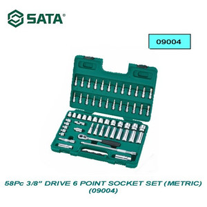 [9004] Kunci Shock Mata Sok 58 Pc Metrik 09004 3/8" 6PT Socket Set Sata Tools