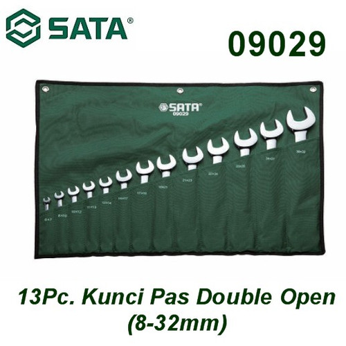 [9029] Kunci Ring Double Open Metric Set 13 pcs 09029 SATA Full Polish Open End Wrench Set