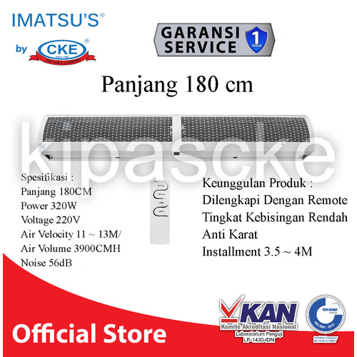 [EZM.0101569] Air Curtain 180 cm Dengan Remote Garansi Resmi Low Watt Tirai Udara