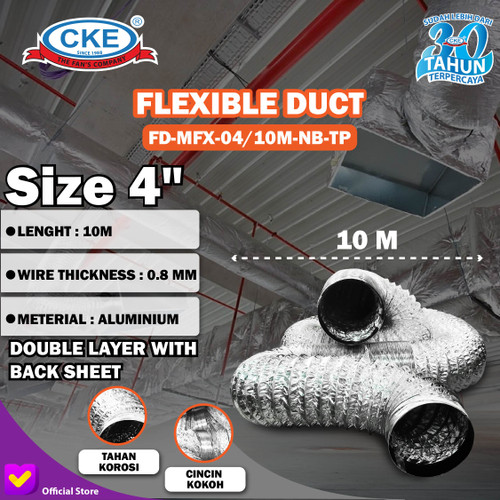 [EZM.0101407] Aluminium Selang Flexible Ducting Double 4" Inch 10M Pipa Cooker Hood