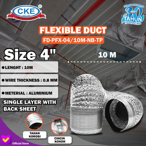 [EZM.0101408] Aluminium Selang Flexible Ducting Pipa Exhaust Fan 4" Inch 10 Meter