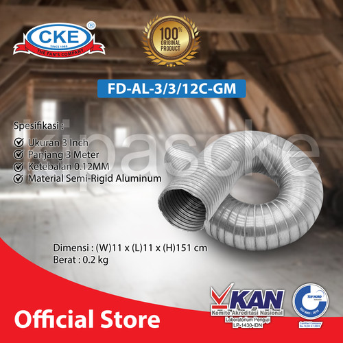 [EZM.0101576] Aluminium Selang Flexible Ducting Semi Rigid 3 Inch Panjang 3 Meter