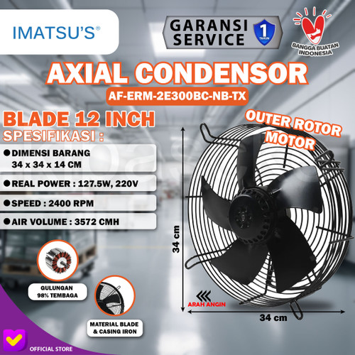[EZM.0101403] Axial Fan 12 Inch 220V Fan Condensor Fan Chiller Kipas Condenser 12”