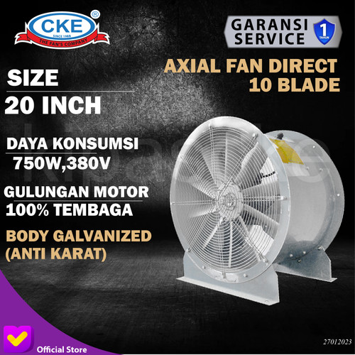 [EZM.0101589] Axial Fan CKE AFD-500GLV/10/0.75/4-HJ 20 Inch 380V Blower Industri