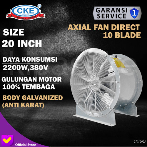[EZM.0100611] Axial Fan Direct 20" 2.2KW/3PHASE/1400RPM CKE Blower Galvanis