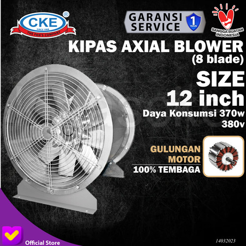[EZM.0101615] Axial Fan Direct Drive 12" 370W 3 PHASE 1400RPM AFD CKE Galvanis