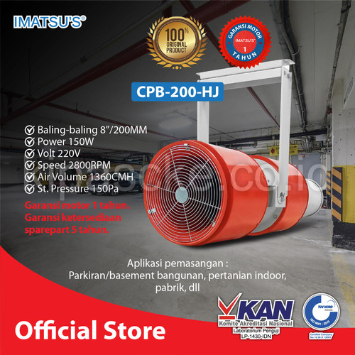 [EZM.0101835] Car Park Blower 8" Axial Jet Fan Blower Parkiran