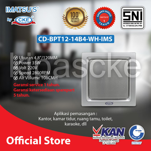 [EZM.0101970] Ceiling Duct Imatsu CD-BPT12-14B4-WH-IMS 10 Inch Exhaust Plafon Blower