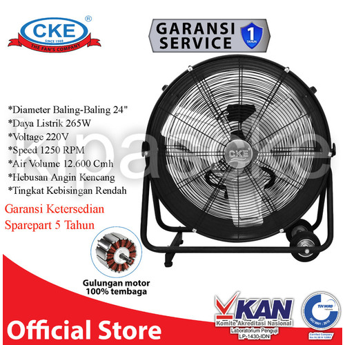 [EZM.0101684] CKE Drum Fan Mobile Type DF-MC-24/1-YL 24" 220V 265W Blower