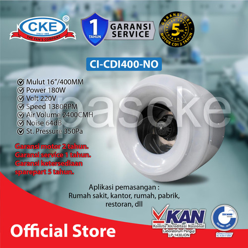 [EZM.0101973] CKE Duct Inline CI-CDI400 16 Inch Inline Fan Duct Fan Blower Hisap