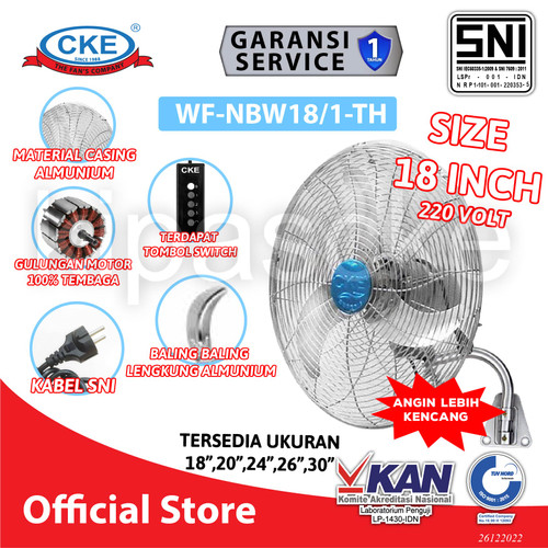 [EZM.0101883] CKE Wall Fan NBW 18 Inch Kipas Angin Dinding Industri