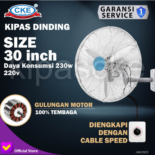 [EZM.0100806] CKE Wall Fan WF-NS30 1-3SLV 30Inch Kipas Angin Dinding Tembok Industri